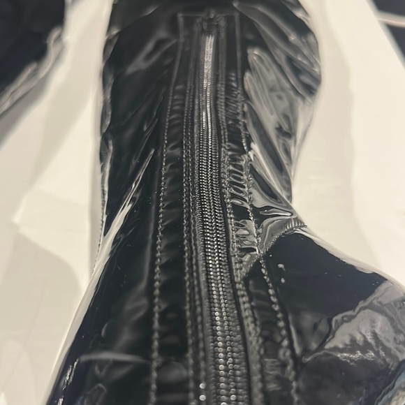 Black Over-the-Knee Patent Stiletto Boots, Size 7 - Picture 6 of 8